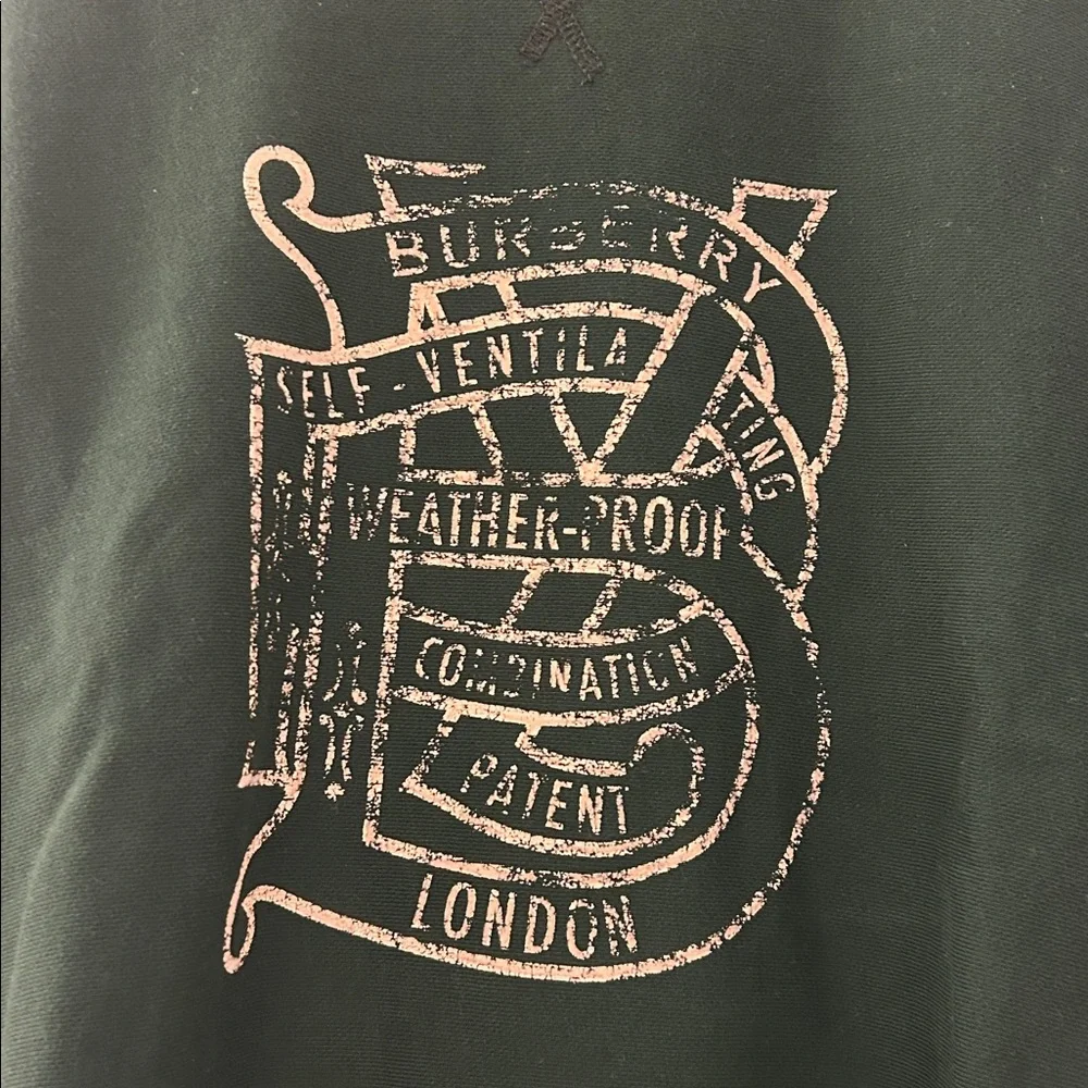 BURBERRY - Brit - Authentic Men’s Green Distressed Logo Sweatshirt size small - Picture 4 of 10